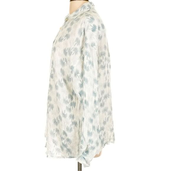 MAREA APRES BEACH SHIRT 100% Cotton Grey Shady Palm Tree Button Down Resort wear - Picture 3 of 8